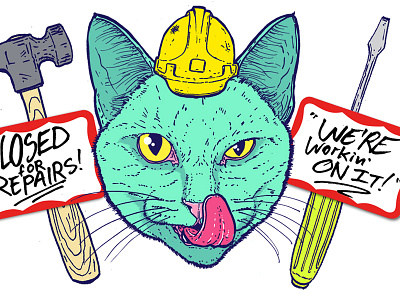 Workin' on it cat kitty tools