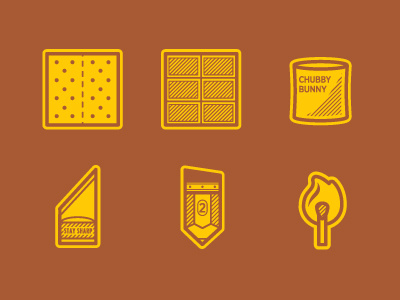 Icon Set 03 chocolate graham cracker marshmallow match pencil smores x acto