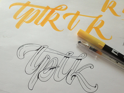 TPTK Bold brush brushpen cloth draft lettering logo poker shirt sketch tombow tptk tshirt type typography