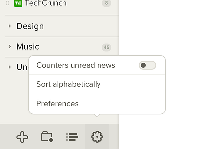 Preferences popup add folder preferences switch