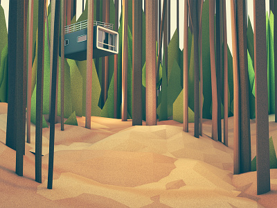 Treehouse architecture c4d cinema 4d foliage forest grass ground habitat house landscape leaves low poly lowpoly model nature render treehouse trees woods