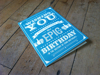 EPIC-tastic birthday birthday card candles card design happy illustration lettering letterpress one color print teal type typography