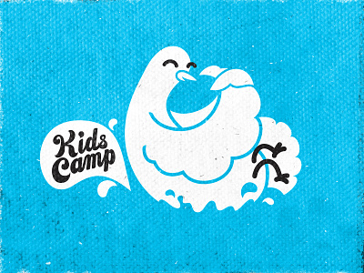 Cannonballllll! bird camp dive dove hand lettering logo splash summer water