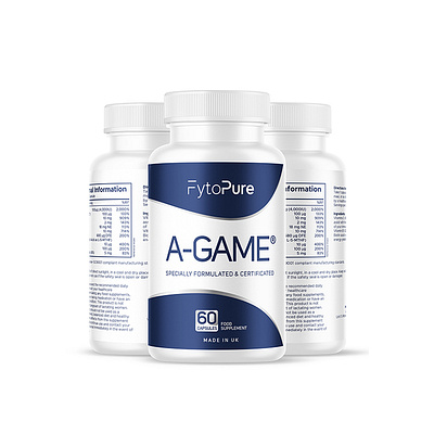 A-GAME bottle label formulated fytp pure mockup packaging product design supplement