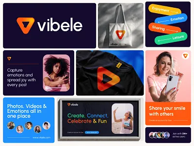 Vibele - Entertainment Platform Visual Identity brand guidelines brand identity branding business logo community entertainment logo entertainment platform facebook graphic design influencer instagram logo design logotype modern logo photo sharing social platform typography video sharing visual identity web design