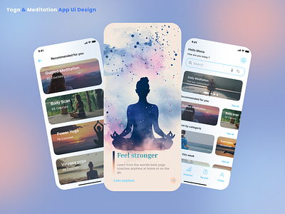 Yoga & Meditation App Ui Design meditation app ui yoga yoga and meditation yoga app ui