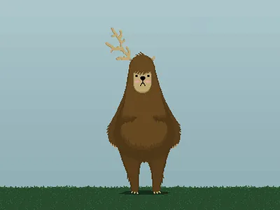 Antler bear moose pixel art random
