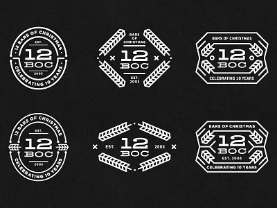 12 Bars of Christmas 10 12 2003 barley bars boc brand celebrating christmas circles est. event funky holiday linework logo modern oval pub crawl xmas years