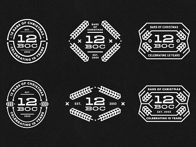 12 Bars of Christmas 10 12 2003 barley bars boc brand celebrating christmas circles est. event funky holiday linework logo modern oval pub crawl xmas years