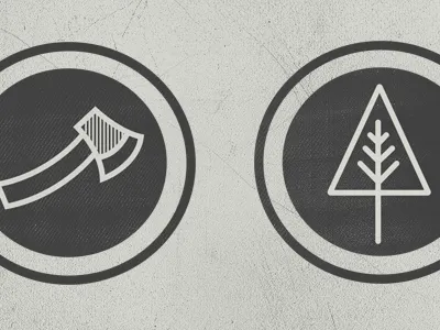 Wood Icons ax circle circular distress flat grunge icons tree wood