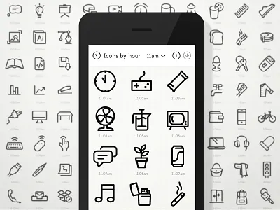 Icons by hour website launch icons illustrator minimal responsive scalable svg vector