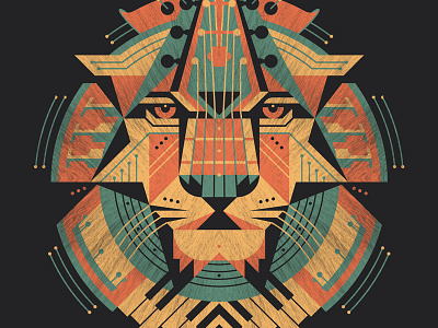 Leo Art Print bass dan kuhlken dkng drums guitar instruments leo lion nathan goldman piano poster print saxophone trumpet vector violin