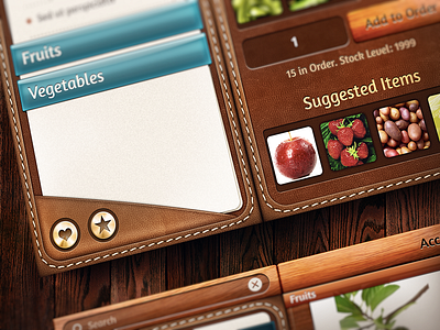 WholeApp New Interface app best button catalog catalogue counter experience ios ipad iphone leather list market number organizer pattern pocketbook shop skeuomorph skeuomorphism stitch stitching texture ui user experience user interface ux wallet wood wooden