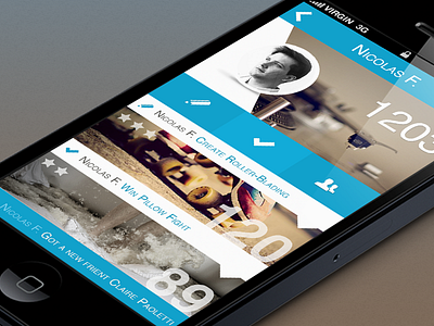 iPhone App Interface Profil Event app application blue challenge claire design flat interface ios iphone login paoletti profil ui ux