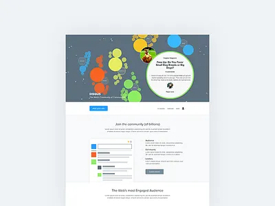 Disqus Homepage Redesign circles d3 data visualization design disqus flat homepage marketing retina ux web