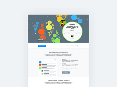 Disqus Homepage Redesign circles d3 data visualization design disqus flat homepage marketing retina ux web