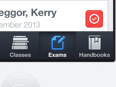Stay in school app apple blue books classes custom exams glow handbooks icon interface ios iphone navigation red tick ui white