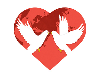World Peace 2 birds globe illustration love minimal modern peace
