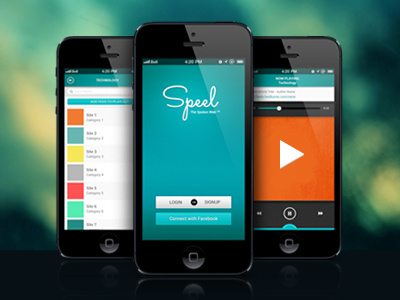 Speel app blue ios ios6 iphone mobile player podcast ui