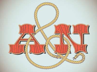 A+N a ampersand and initials lettering n rope typography wild west wood