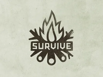 Final "Survive" Logo camp custom type fire logo logs nature outdoor stamp survive texture type typography wood