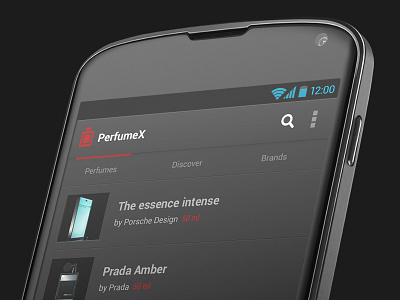 Android App UI android android app dark grey mobile app perfume search ui