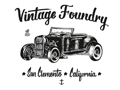 Vintage Foundry 3 hand drawn illustration logo type