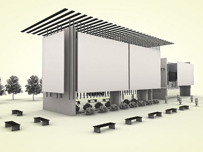 Conference building 3d building cinema4d