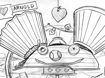 Rough Arnold Shrine animation background hey arnold! layout nickelodeon pencil rough shrine