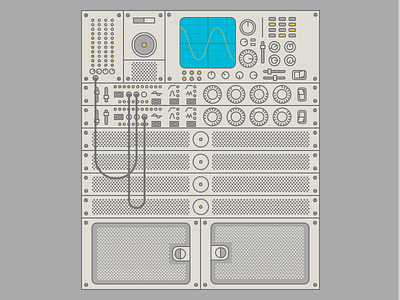 Computer computer geometric illustration line minimal module pixels space synth tech web