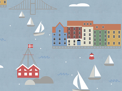 Copenhagen Detail boats copenhagen denmark illustration landscape nature pattern pattern design print design scandinavia scandinavian design surface design surface pattern design