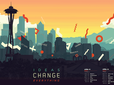 A Changing Planet Poster change city cityscape design everything graphic graphic design ideas illustration layout logo mountain orange poster schedule seattle sky sun sunset teal