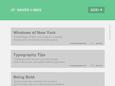 Saved Links flat links ui user interface widget