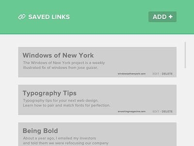 Saved Links flat links ui user interface widget