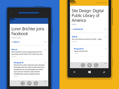 Designer News Articles - Windows Phone app application article feed metro news reader ui ux windows phone