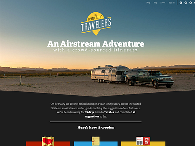 Democratic Travelers Website airstream logo map travel web website