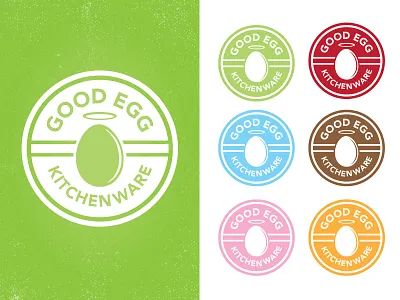 Good Egg Kitchenware Logo circle design egg font free good graphic green halo icon kitchen link logo pun retro vintage ware white