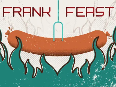 Frank Feast 2013 fire graduation invitation graphic design halftone handmade type hotdog illustration invitation style typography