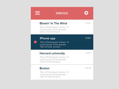 Flat Mail Widget - Inbox bob dylan inbox mail mail widget proxima nova ui ux