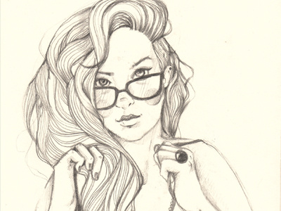 Dribbble 192 apostol elena greta fashion glasses hair illustration iscariotteh ladybug linework on paper pencil portrait self sketch sketchbook tattoo waves