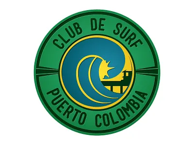 C.S.P.C badge beach blue club colombia green logo nature puerto colombia sun surf waves yellow