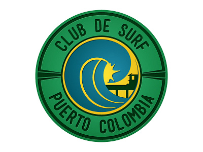 C.S.P.C badge beach blue club colombia green logo nature puerto colombia sun surf waves yellow