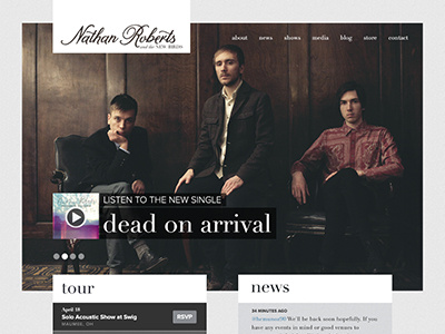Nathan Roberts band home page slider ui ux web