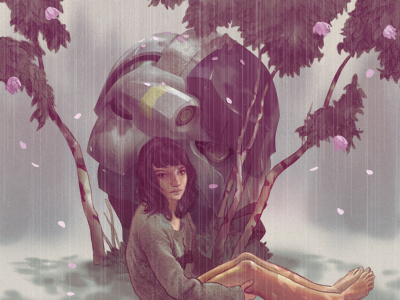 Spring Rain girl illustration mech rain spring zach montoya