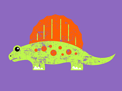 Sail-Back Dinosaur animal art dino dinosaur graphic green illustration kids museum orange prehistoric print purple ruocco sail back