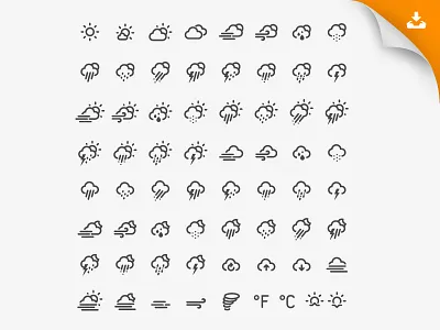 Weather Icon Font artill clouds download file fog font free freebie glyphs icons moon otf phases pictograph rain snow sun sunrise sunset temperature tornado vector weather wind