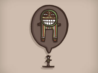 The bolivian lie aztec bolivia bubble draw hat illustration juliantropia lie lines monster speak talk teeth trip