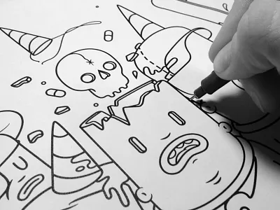 Party Face - Process digital drugs illustration intense party vector