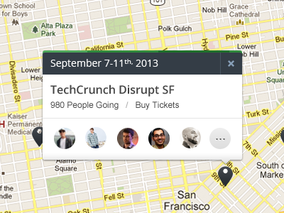 Event Info Popup event map popup ui ux web app