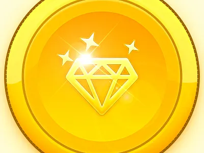 Gold Diamond Coin coin diamond gloss gold icon illustration
